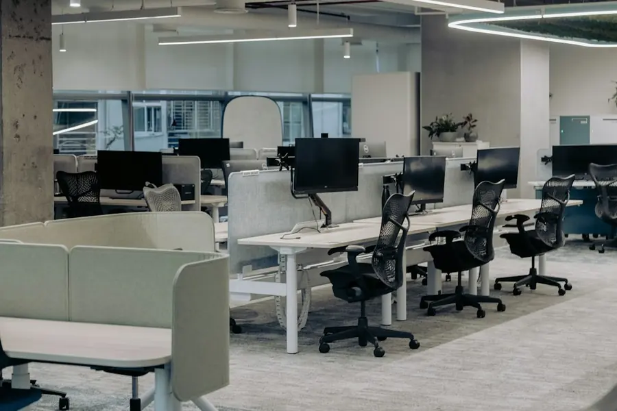 Modern open-plan office with workstations