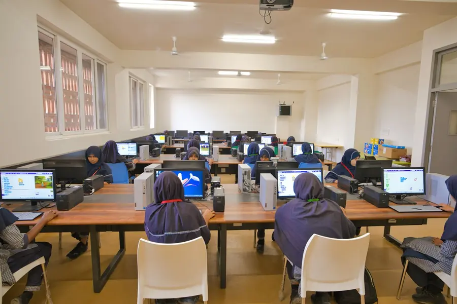 Students working in a school computer lab