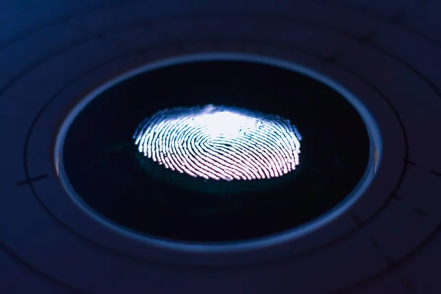 Fingerprint on a biometric attendance scanner